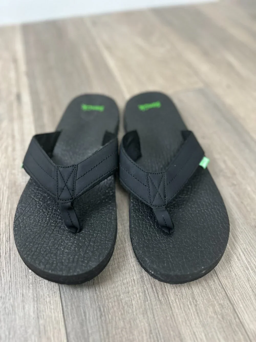 Sanuk Men's Black Flip Flops Sandals Size 12 Comfort Casual Beach Shoes